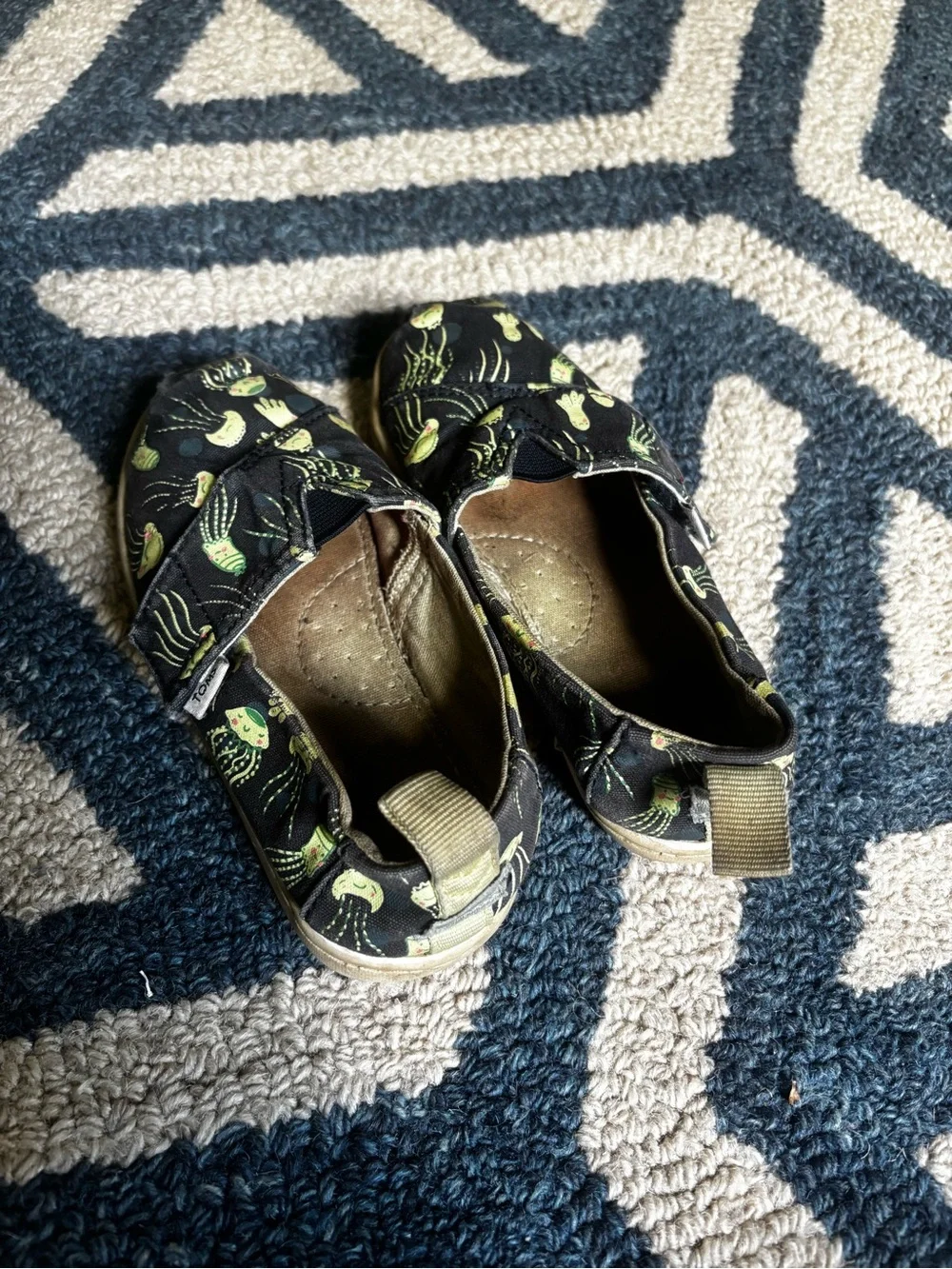 Toms Kids Jellyfish Slip-On Shoes - Black and Neon Green
